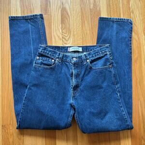 Sold LEVI'S 505 JEANS MEN 34x34 Regular Straight Stretch Cotton Denim dark Blue